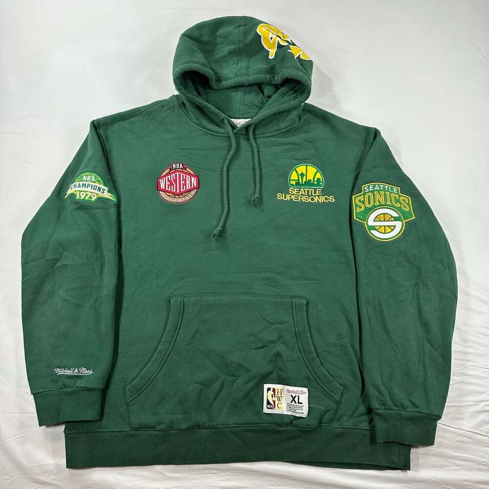Mitchell & Ness Seattle SuperSonics Men’s XL Green Fleece Pullover Hoodie
